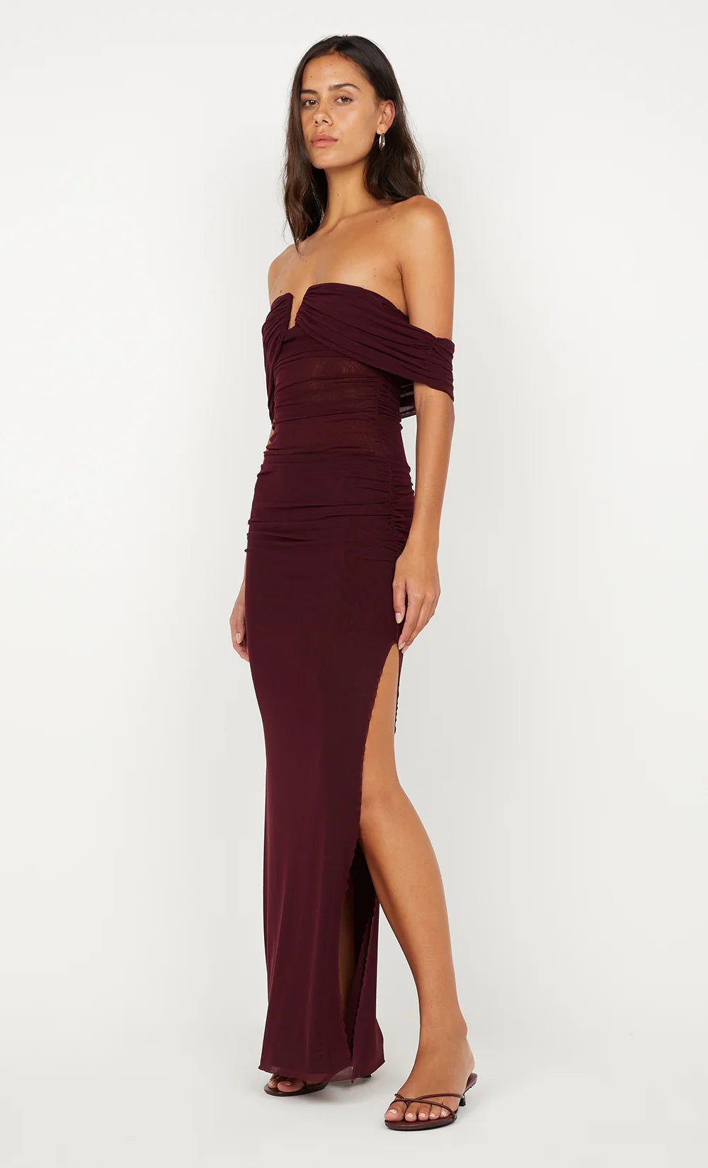 Poppy Gathered Maxi Dress - Plum