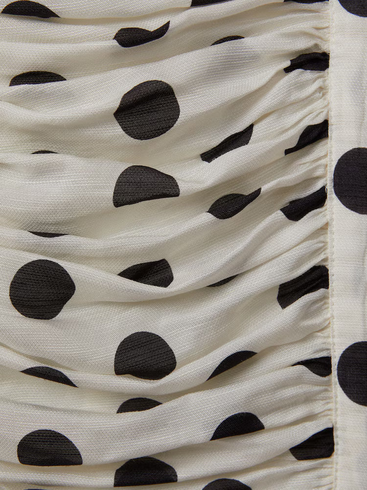 Rue Polka Dot Ruched Maxi Dress - White/Black