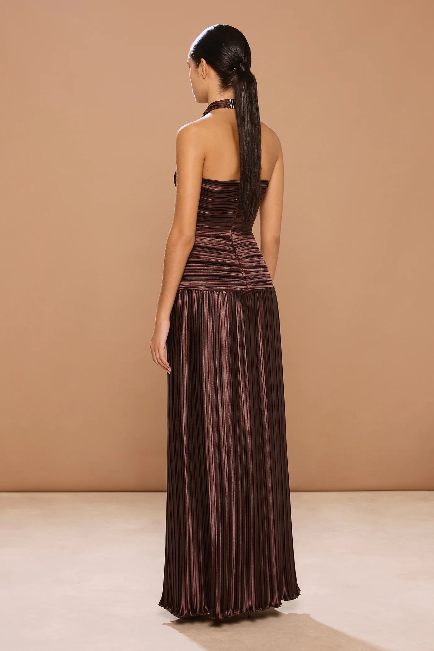 Ariana Plisse Dress - Chestnut