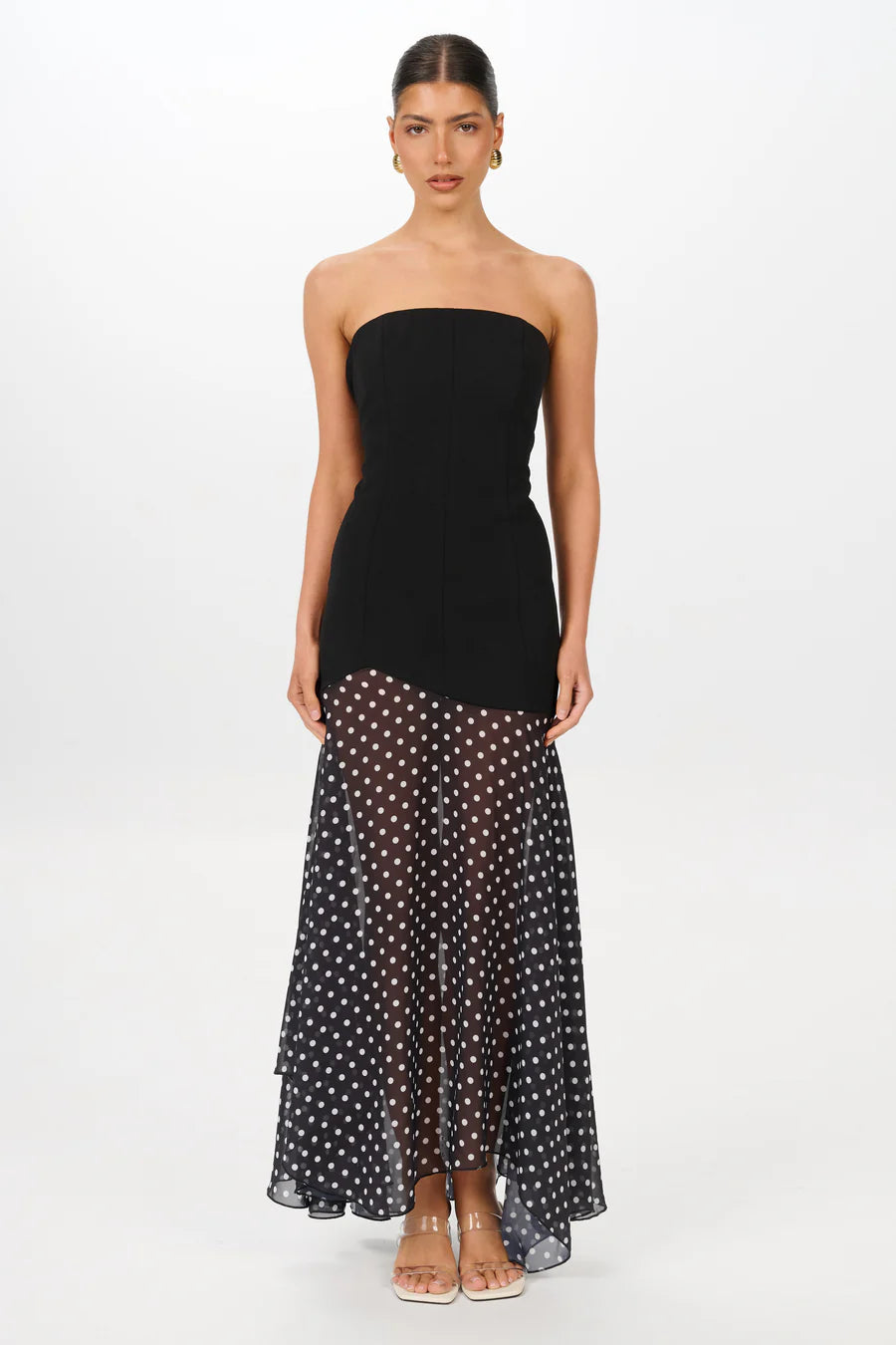 She is Olla Sarai Dress - Black/Polka Dot