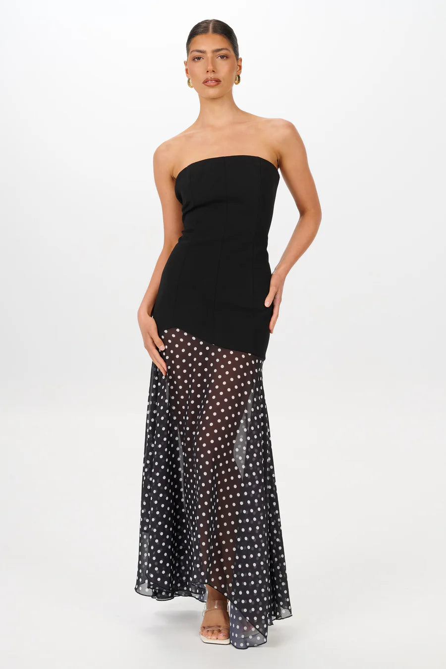 She is Olla Sarai Dress - Black/Polka Dot