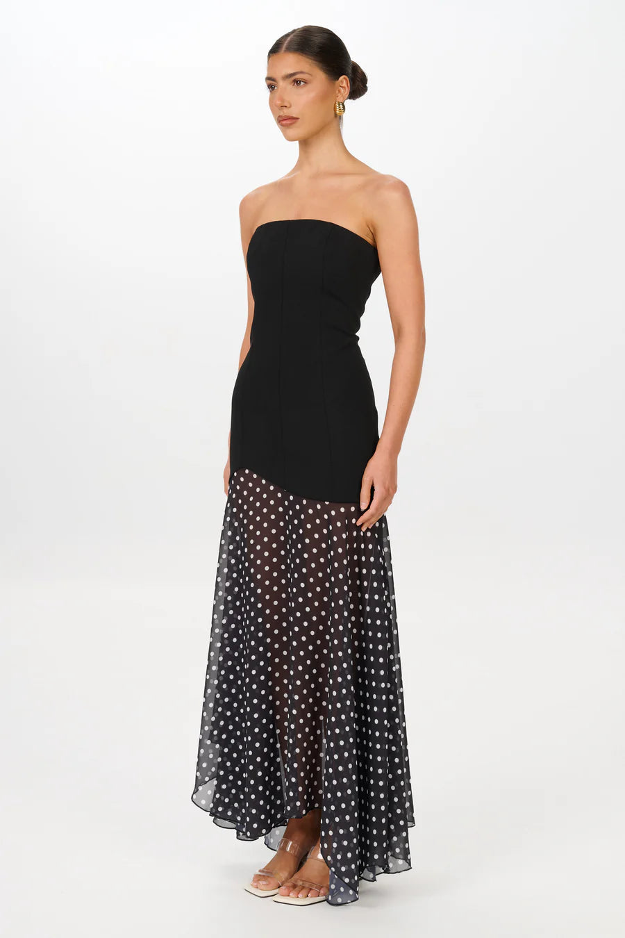 She is Olla Sarai Dress - Black/Polka Dot