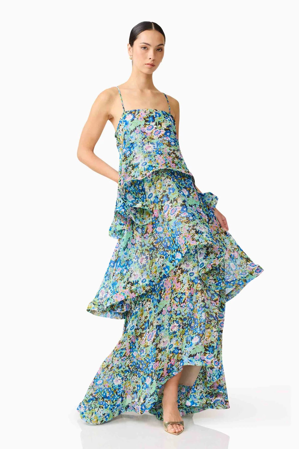 Armani Tiered Maxi - Blue Floral