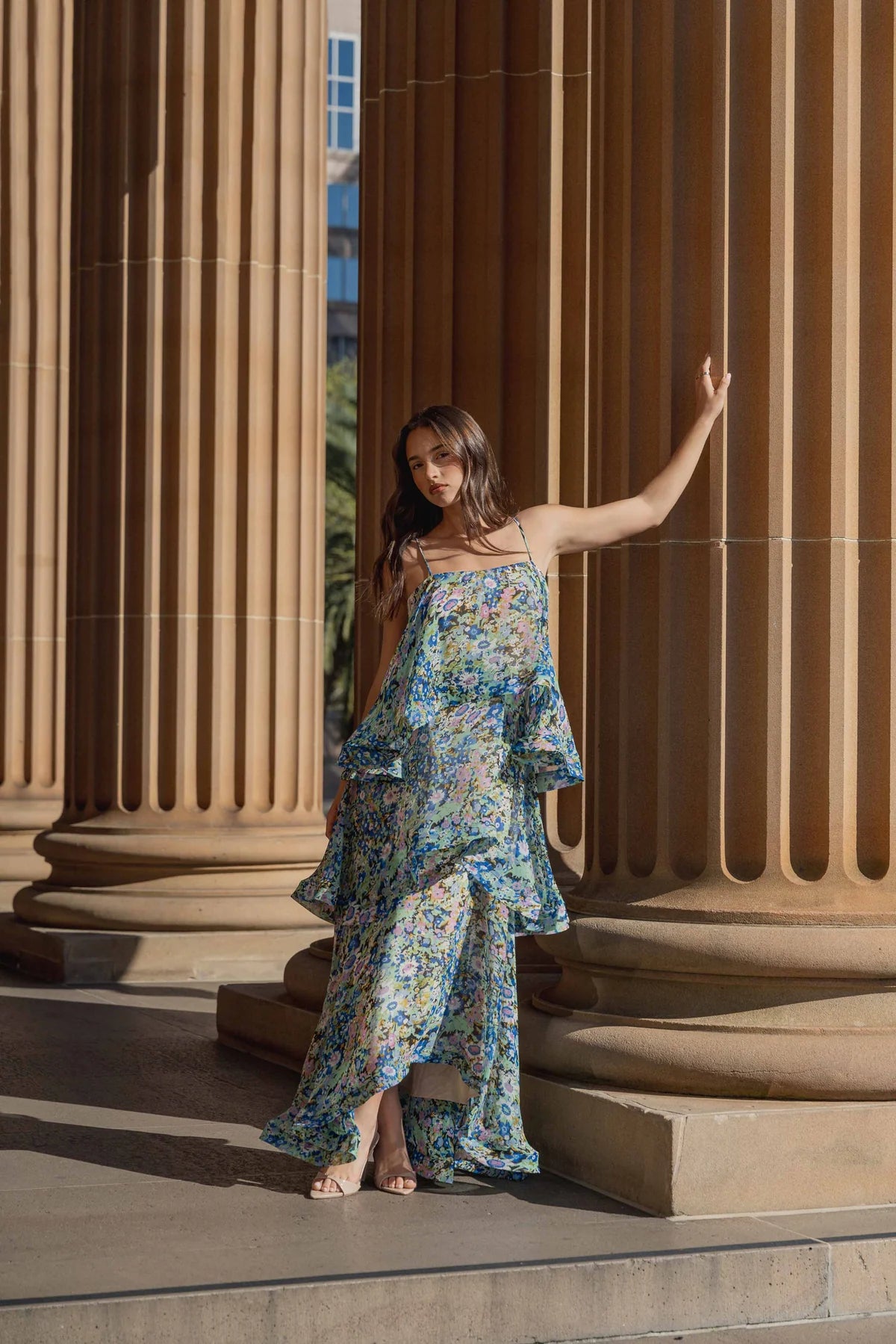 Armani Tiered Maxi - Blue Floral