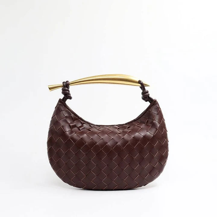 Noémie Woven Top-Handle Bag in Dark Grape Purple