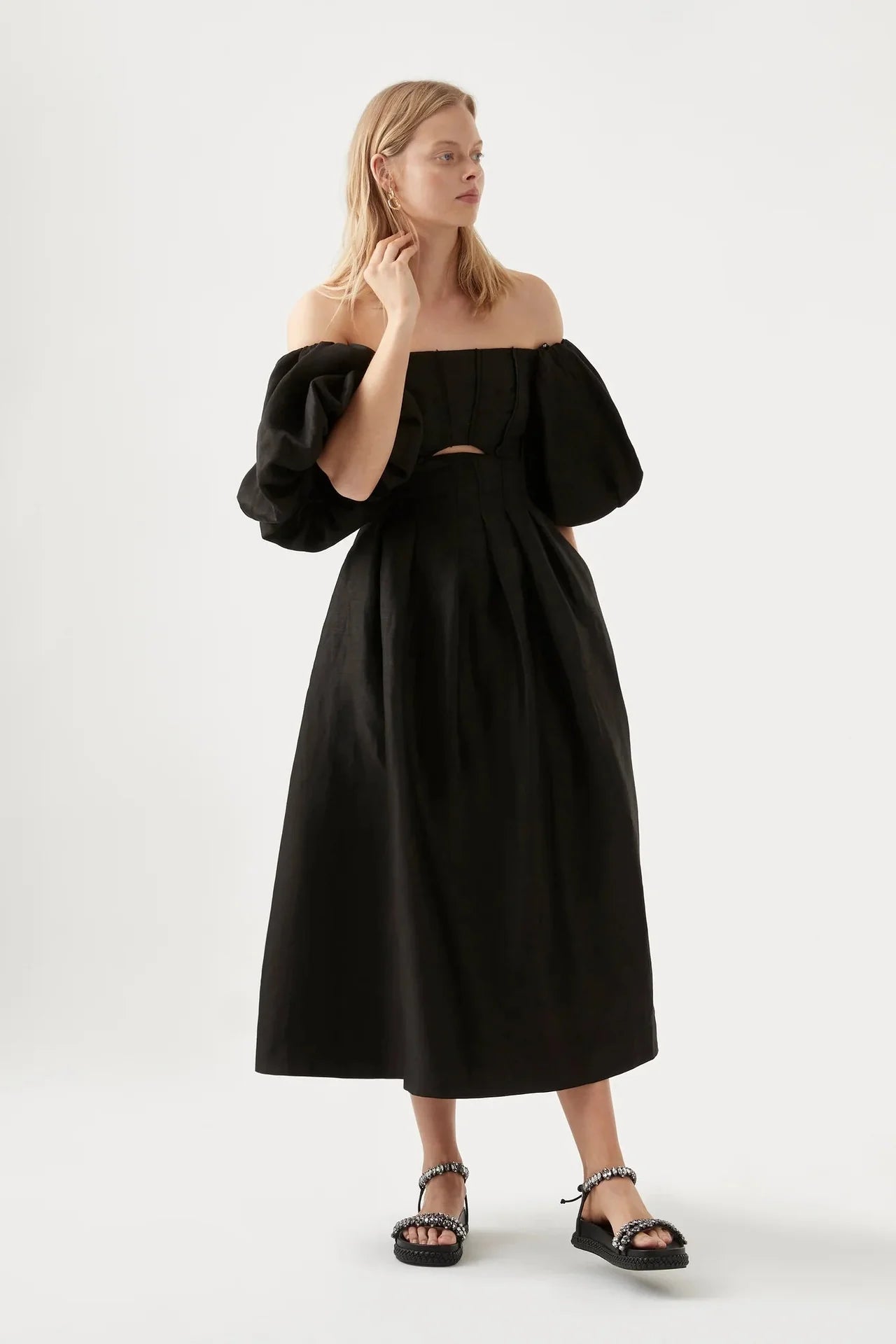 Eugenie Midi Dress - Black