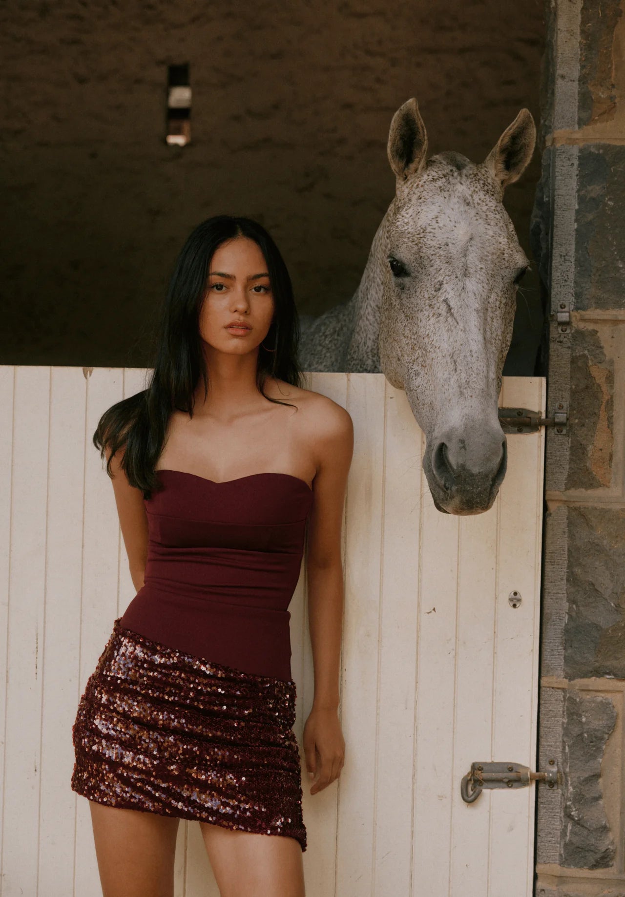 Anastasia Mini Dress - Burgundy