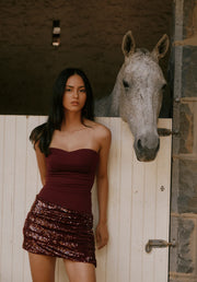 Anastasia Mini Dress - Burgundy