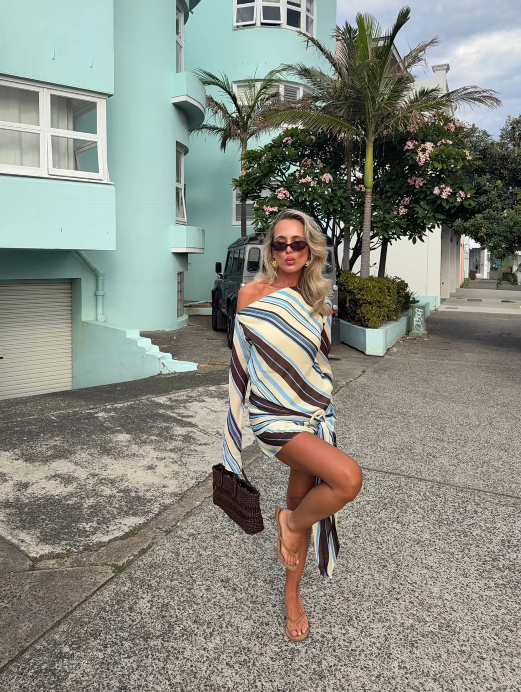 Elise Mini Dress - Ocean Stripe