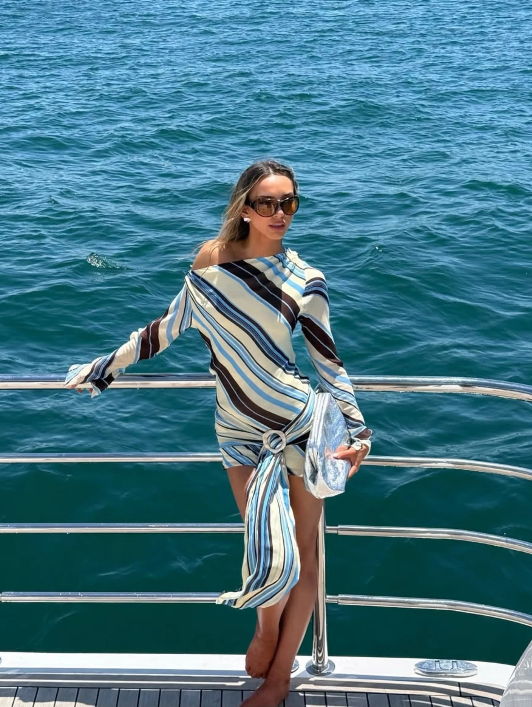 Elise Mini Dress - Ocean Stripe