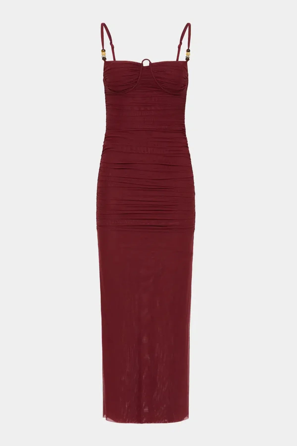 Jacques Beaded Midi Dress - Red