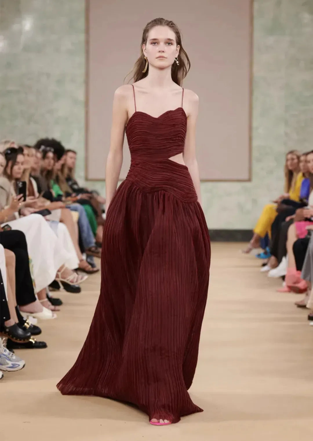 Laurier Wave Maxi Dress - Burgundy