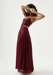Laurier Wave Maxi Dress - Burgundy