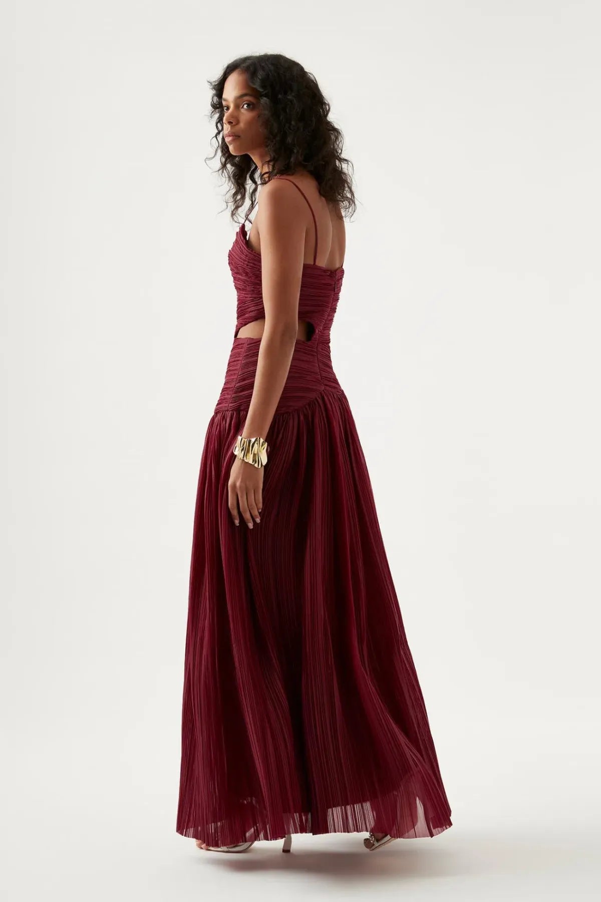 Laurier Wave Maxi Dress - Burgundy