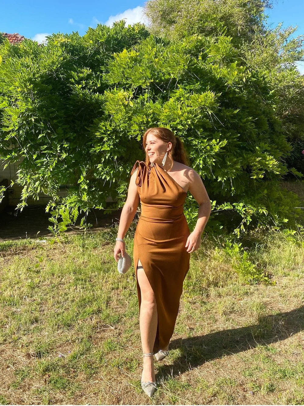 One Shoulder Jasmine Dress - Brown