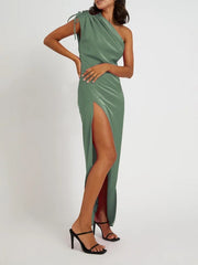 One Shoulder Jasmine Dress - Olive