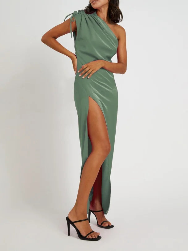 One Shoulder Jasmine Dress - Olive
