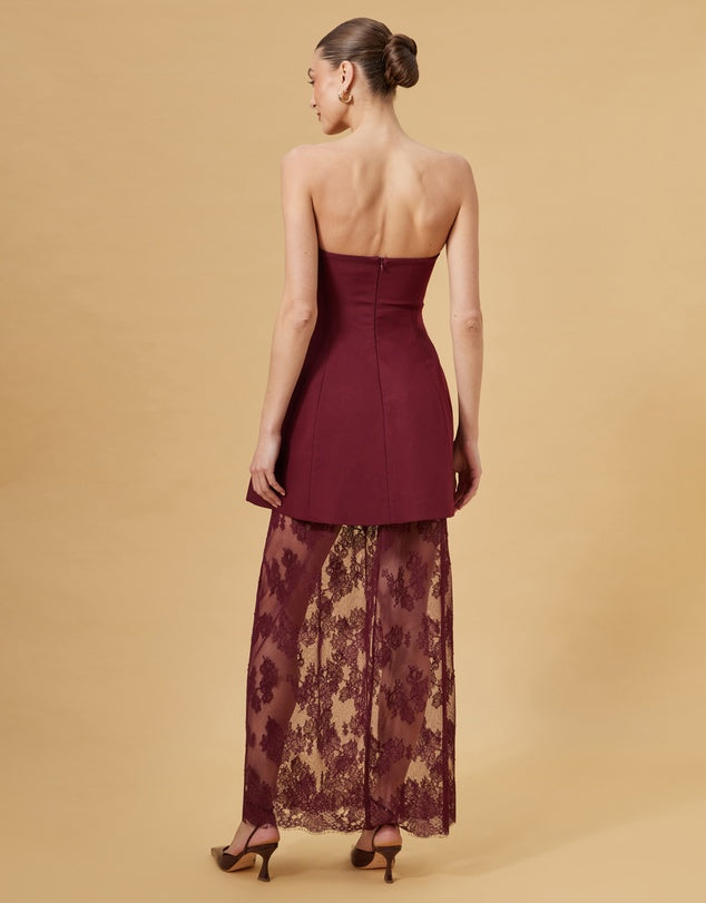 Lily Lace Dress - Burgundy