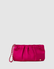 Danni Pleated Satin Clutch - Fuchsia