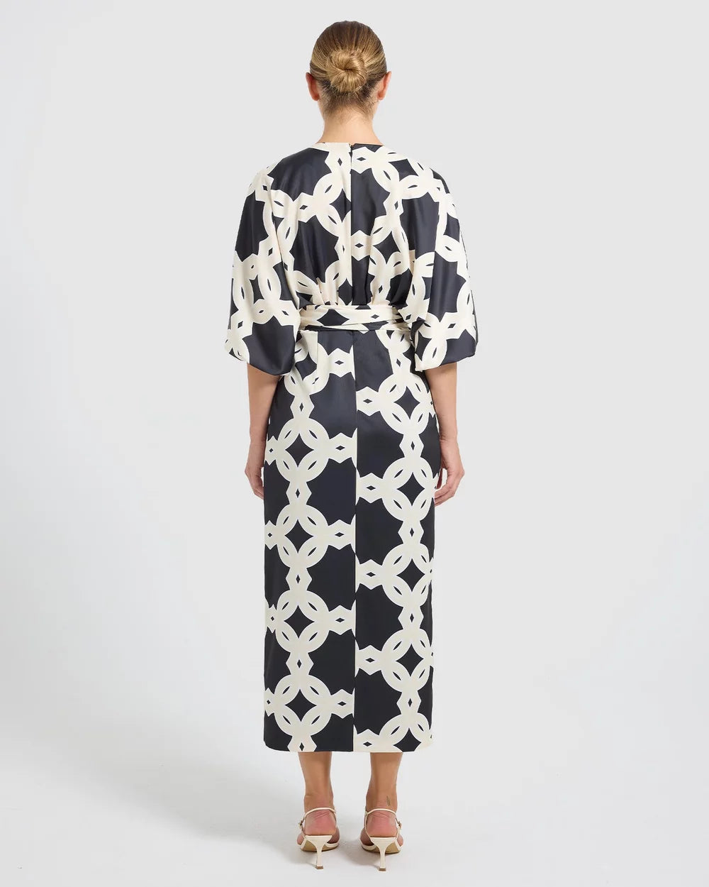 Secret Wrap Midi Dress - Black/Cream