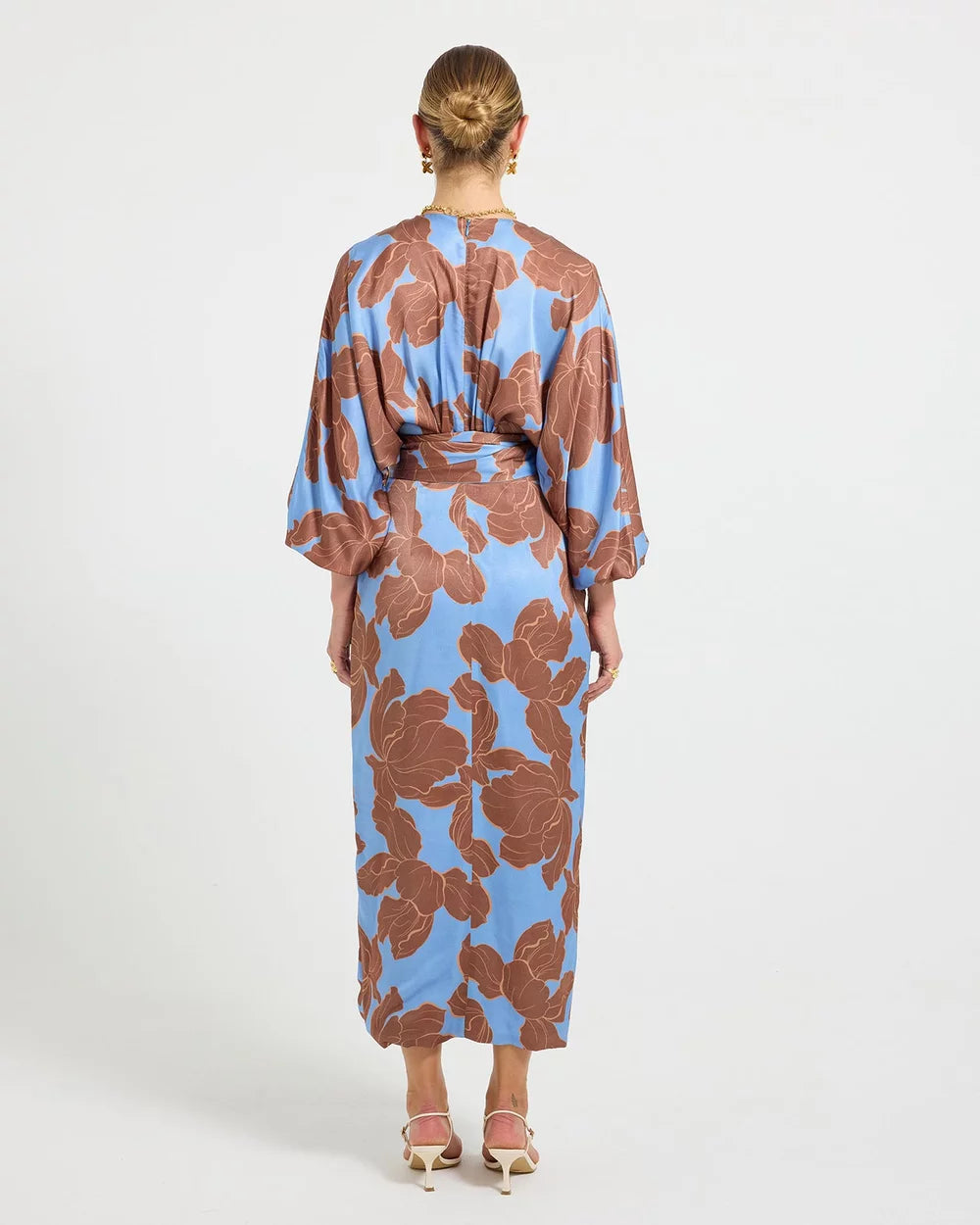 Lucent Wrap Midi Dress - Choc/Ocean
