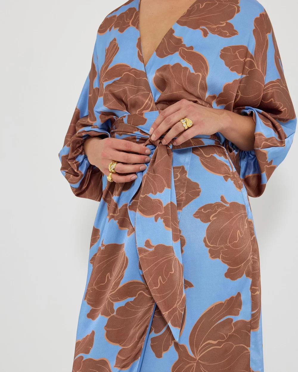 Lucent Wrap Midi Dress - Choc/Ocean