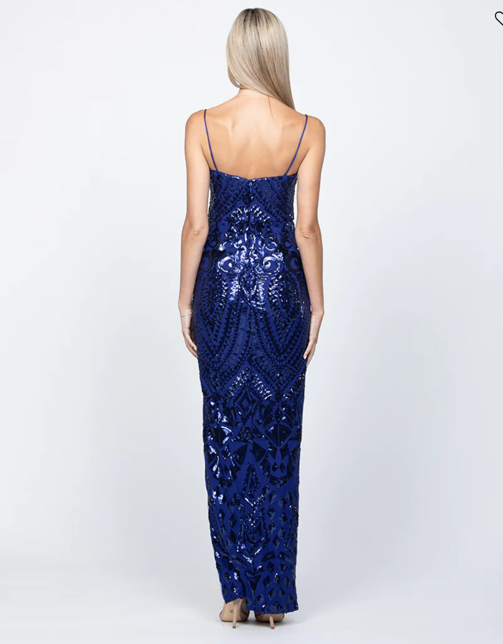 Rowie Plunge Neckline Gown - Navy