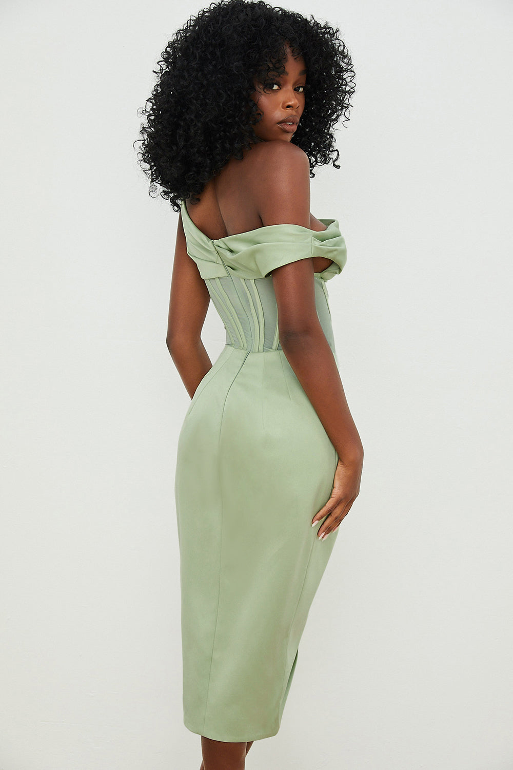 Lulu Drape Corset Dress - Pistachio