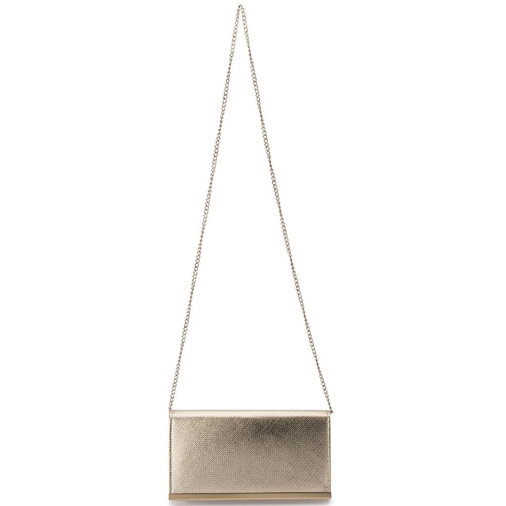 Maddie Metallic Embossed Foldover Clutch - Gold