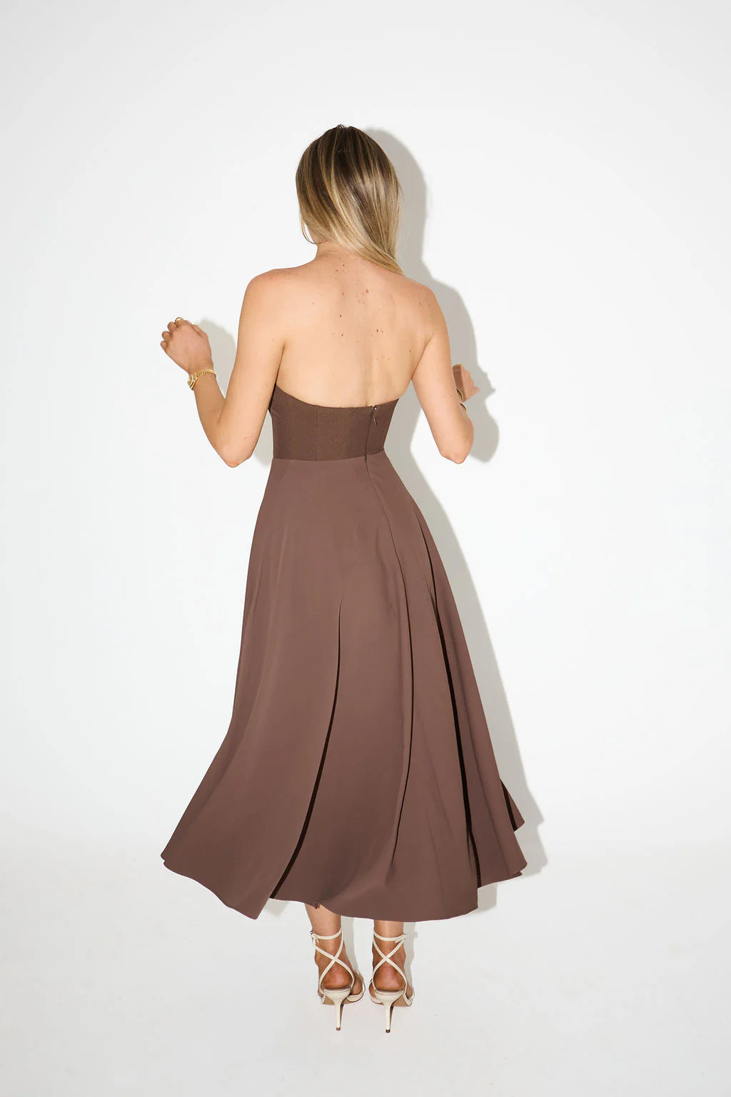 Ultimate Muse Strapless Midi Dress - Brown