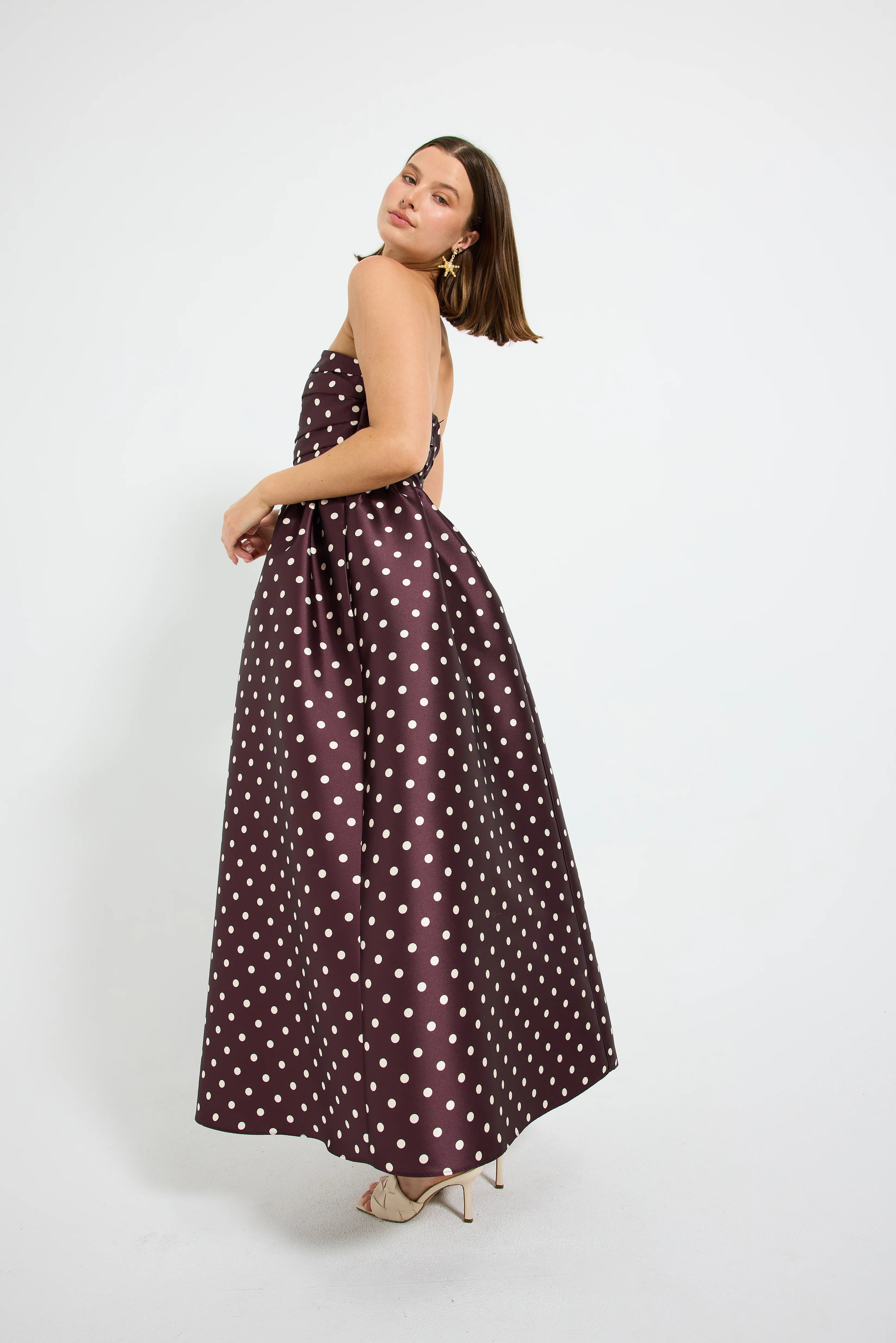 Alistair Strapless Dress - Blackberry & Cream