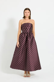 Alistair Strapless Dress - Blackberry & Cream