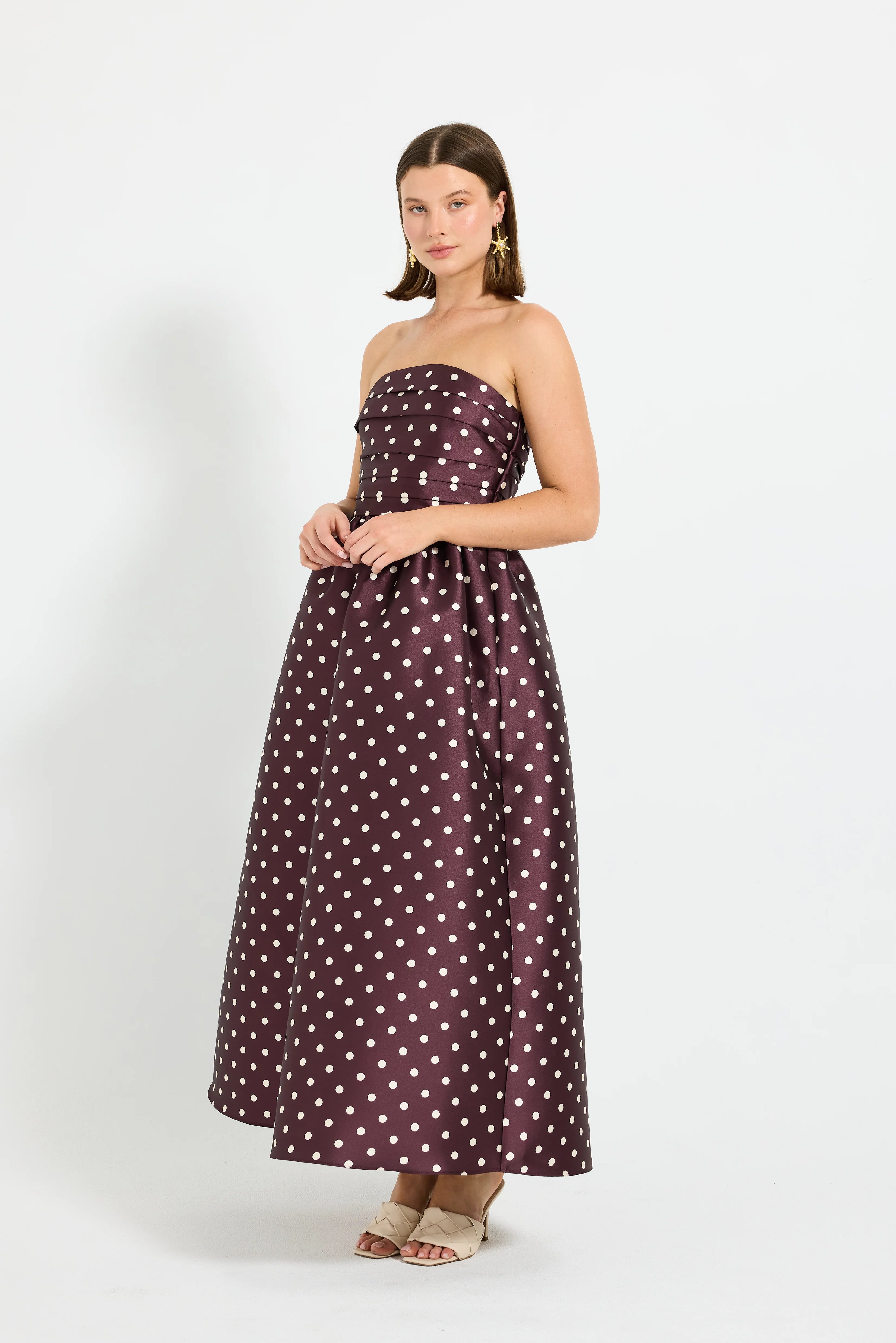 Alistair Strapless Dress - Blackberry & Cream