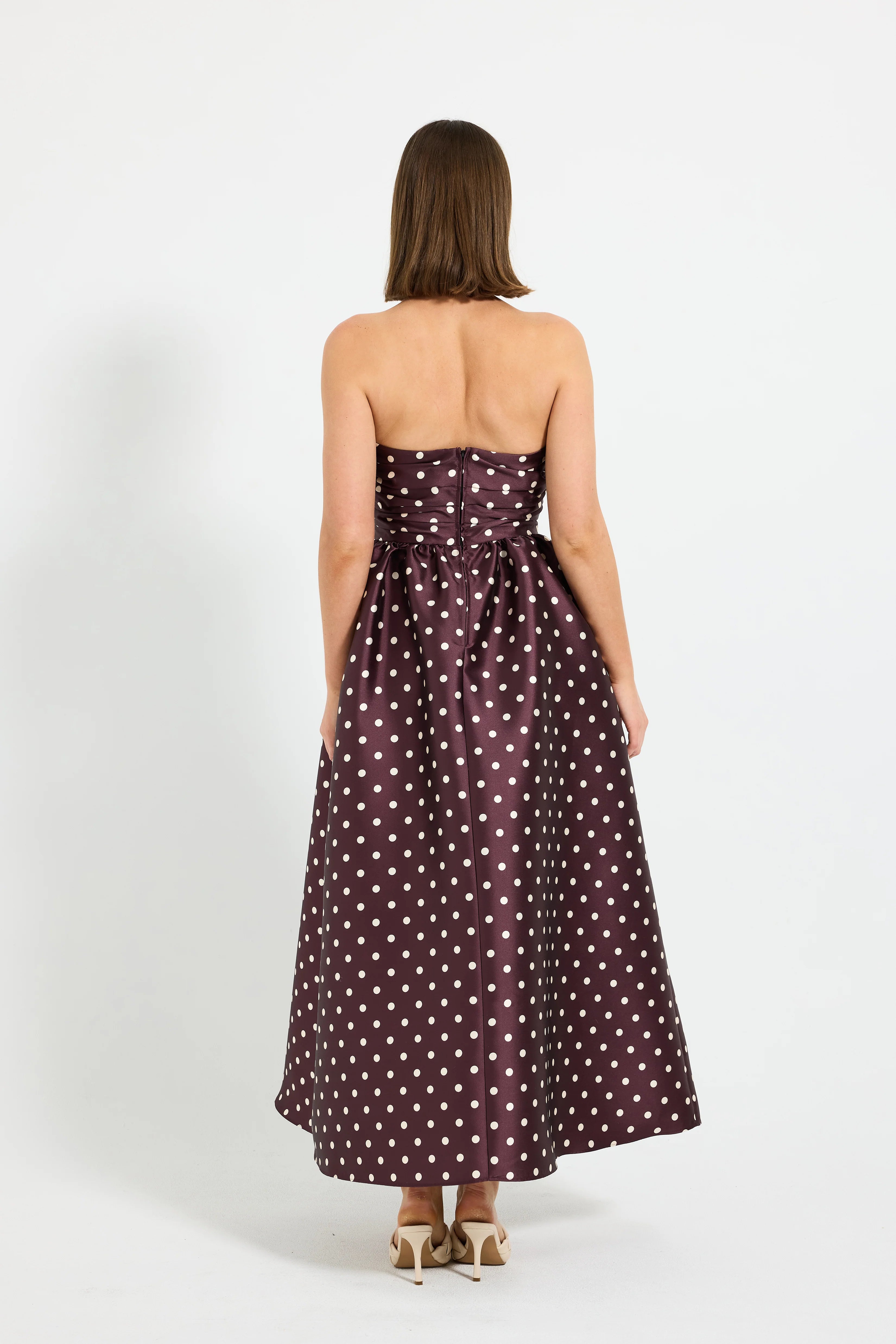 Alistair Strapless Dress - Blackberry & Cream