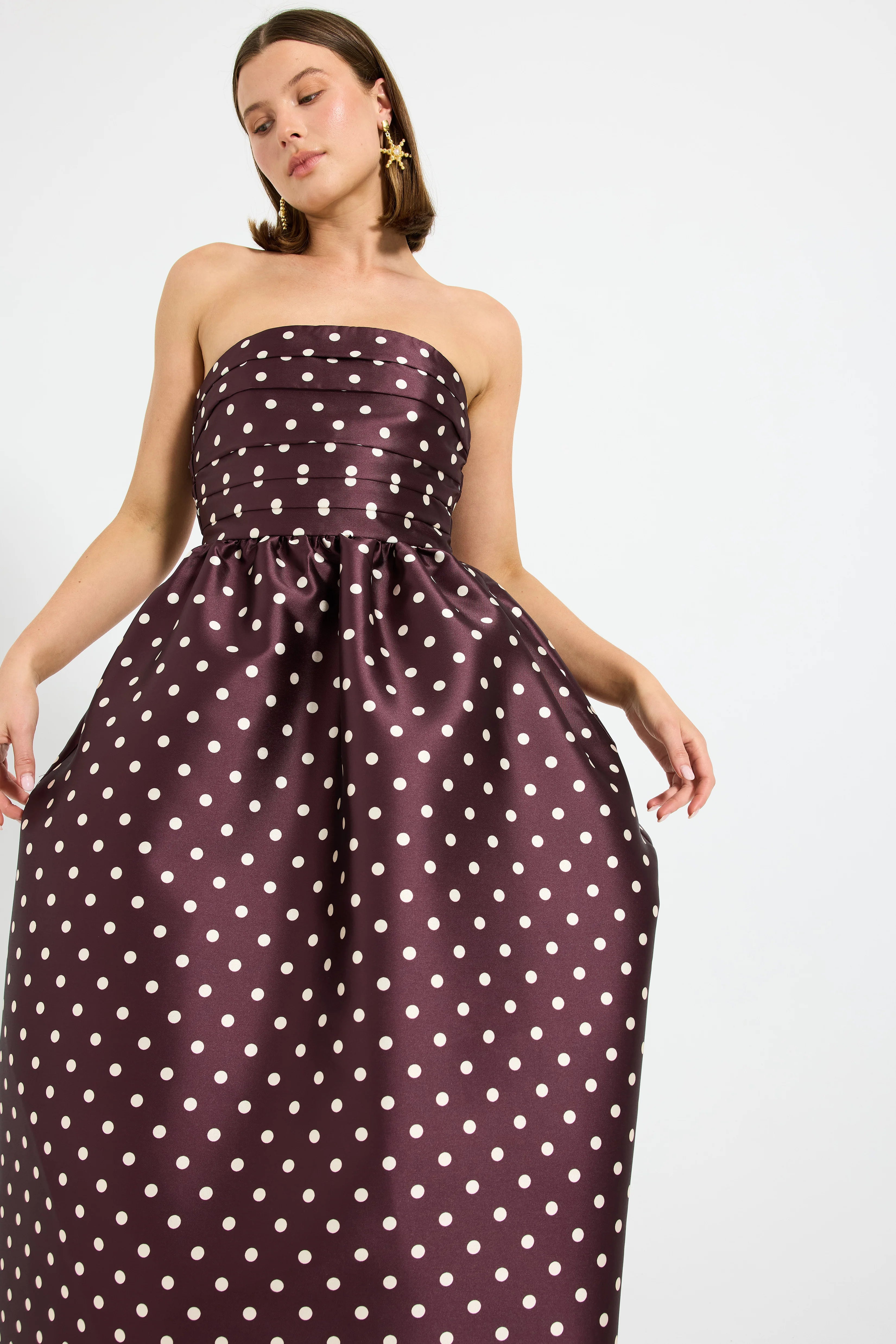Alistair Strapless Dress - Blackberry & Cream