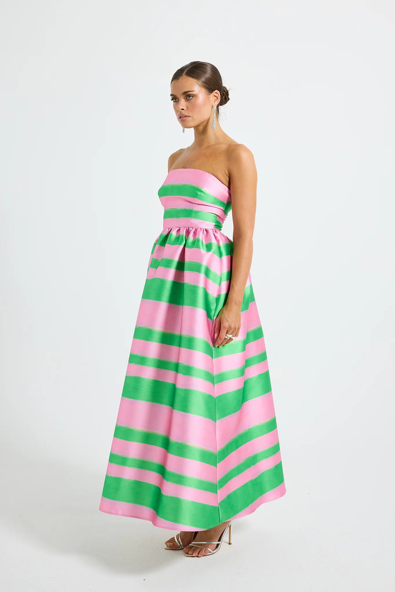 Gigi Strapless Dress - Green & Pink