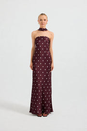 Rowan Strapless Dress - Blackberry & Cream