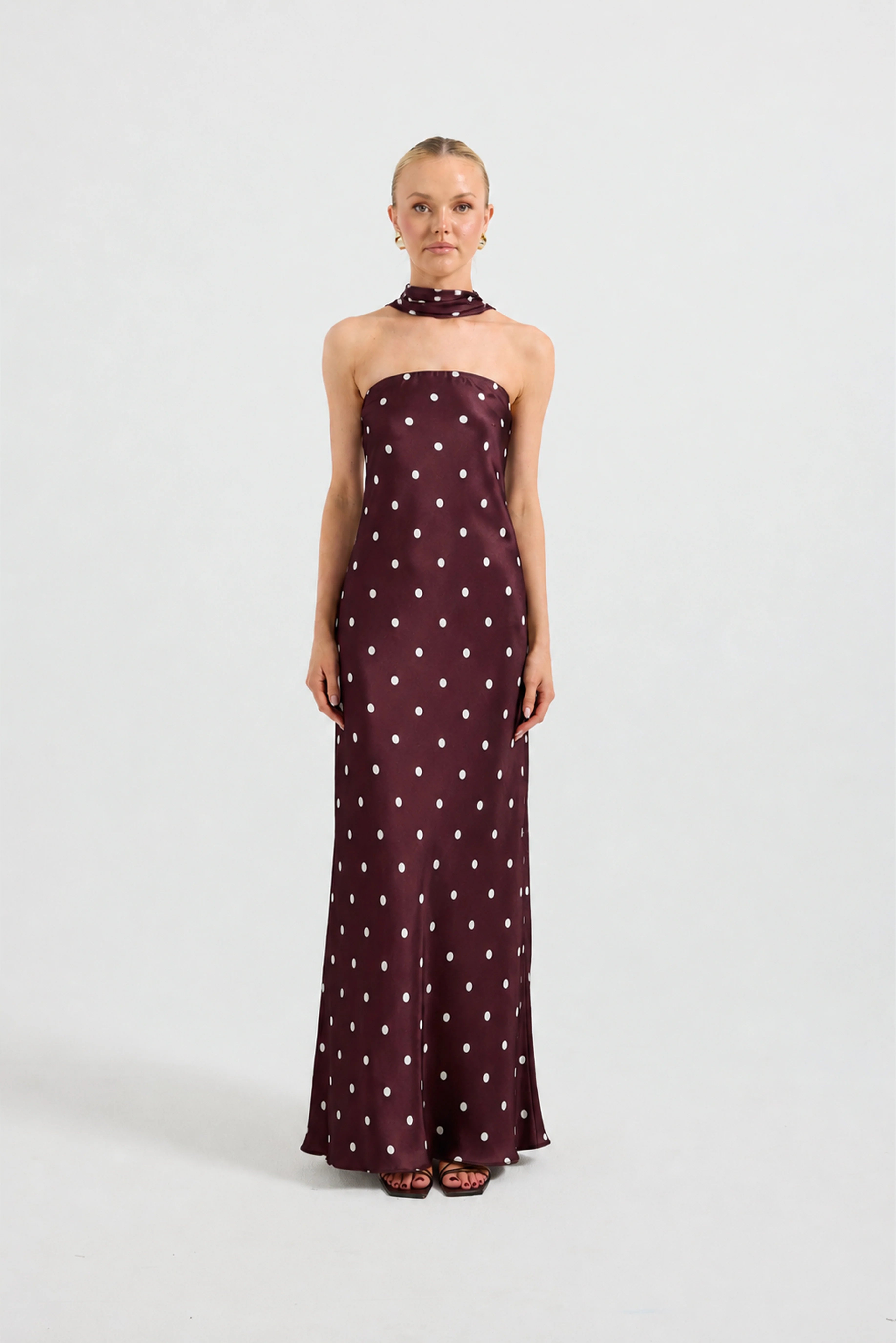 Rowan Strapless Dress - Blackberry & Cream