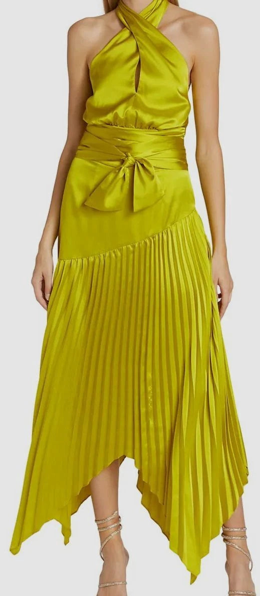 Dixon Halter Dress - Citrine Green