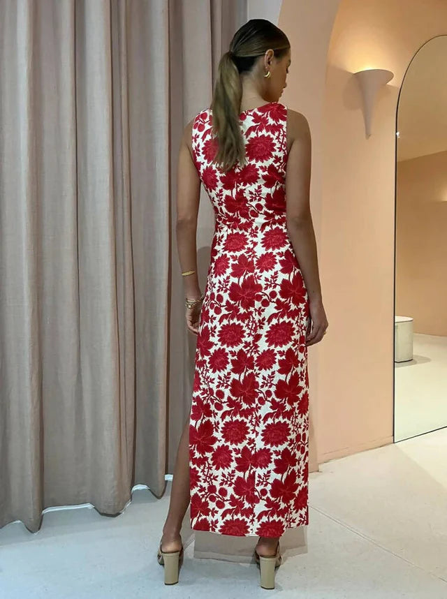 Cinta Knot Midi Dress - Valentina Floral Print